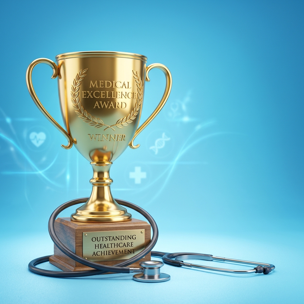 Golden trophy with stethoscope base